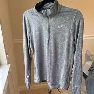 Nike Gray Heather Quarter-Zip Performance Pullover